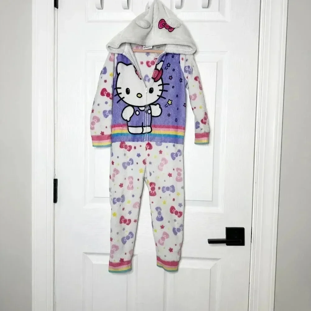 HELLO KITTY Hooded One Piece Full Zip Pajama‎ Size 4
